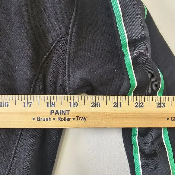 Champion Reverse Weave Hoodie Women's Size Small Pullover‎ Black Green Stripes - Picture 6 of 7